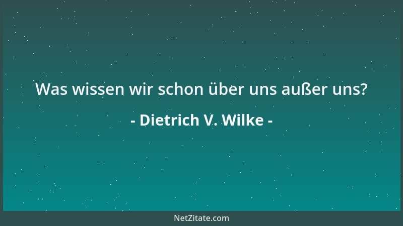 Dietrich V. Wilke - Was wissen wir schon über uns außer uns?...