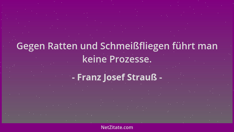 Franz Josef Strauß - Gegen Ratten und Schmeißfliegen führt man keine Prozesse....