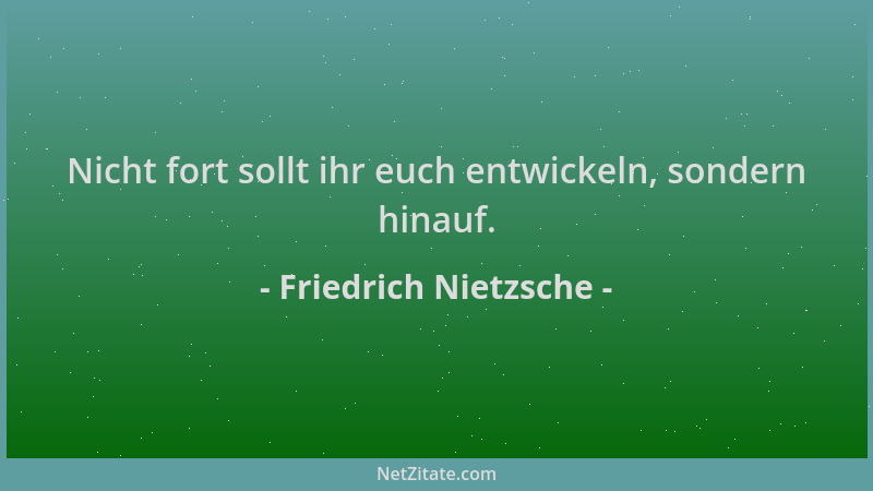Friedrich Nietzsche - Nicht fort sollt ihr euch entwickeln, sondern hinauf....