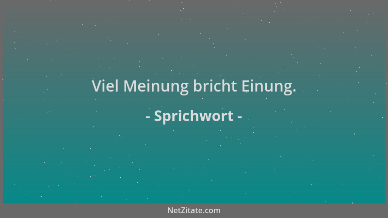 Sprichwort - Viel Meinung bricht Einung....