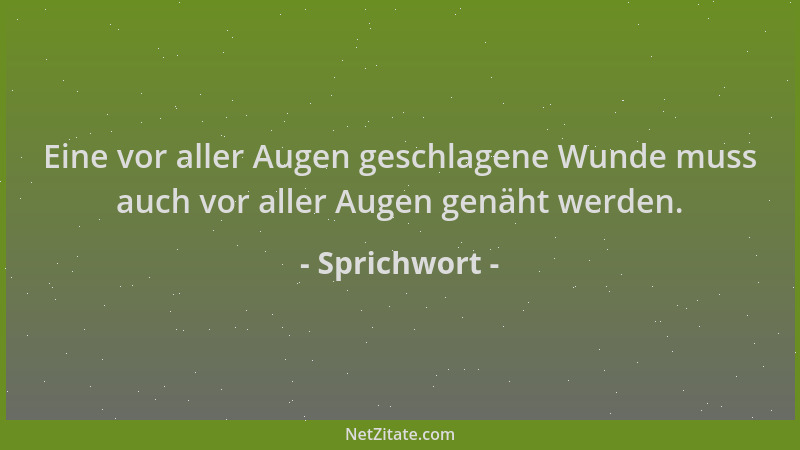 Sprichwort - Eine vor aller Augen geschlagene Wunde muss auch vor aller Augen genäht werden....