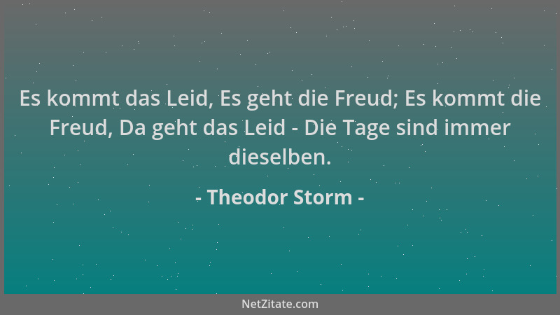 Theodor Storm - Es kommt das Leid, Es geht die Freud; Es kommt die Freud, Da geht das Leid - Die Tage sind immer dieselben....