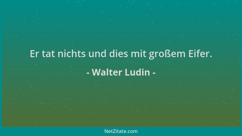 Walter Ludin - Er tat nichts und dies mit großem Eifer....