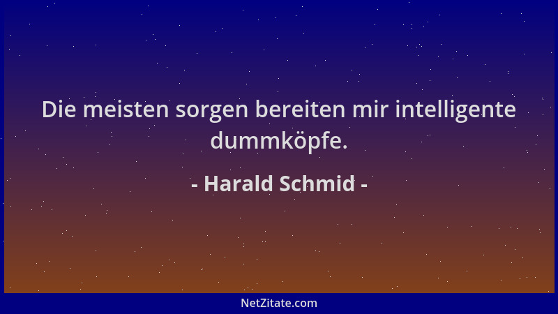 Harald Schmid - Die meisten sorgen bereiten mir intelligente dummköpfe....