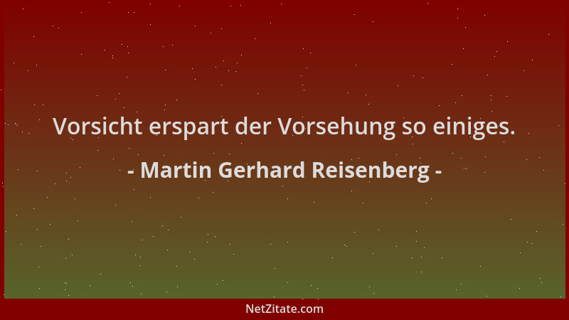 Martin Gerhard Reisenberg - Vorsicht erspart der Vorsehung so einiges....