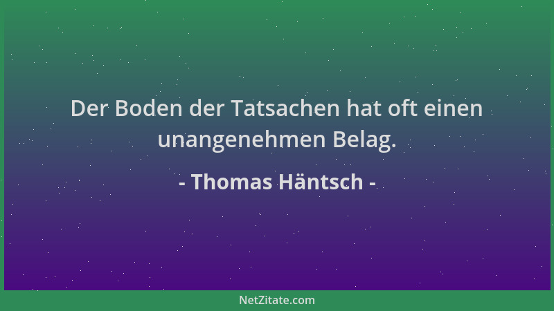 Thomas Häntsch - Der Boden der Tatsachen hat oft einen unangenehmen Belag....