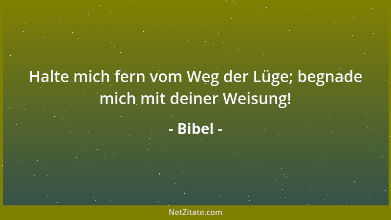 Bibel - Halte mich fern vom Weg der Lüge; begnade mich mit deiner Weisung!...