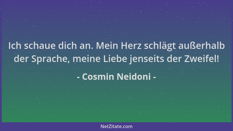 Cosmin Neidoni - Ich schaue dich an. Mein Herz schlägt außerhalb der Sprache, meine Liebe jenseits der Zweifel!...
