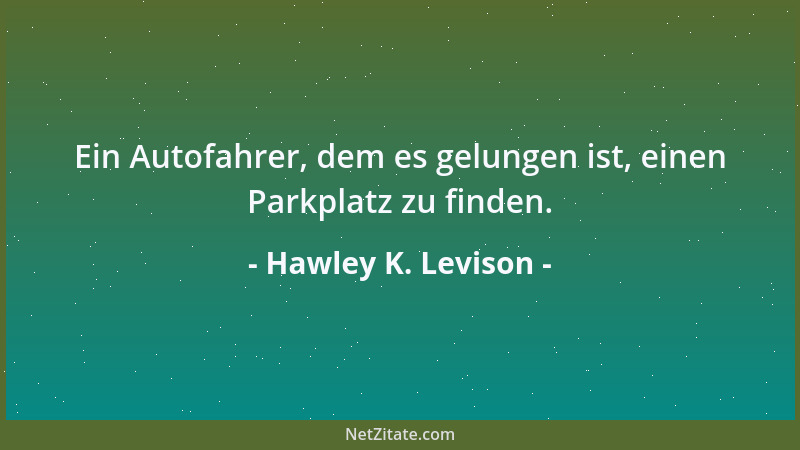 Hawley K. Levison - Ein Autofahrer, dem es gelungen ist, einen Parkplatz zu finden....
