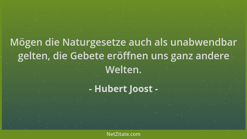 Hubert Joost - Mögen die Naturgesetze auch als unabwendbar gelten, die Gebete eröffnen uns ganz andere Welten....