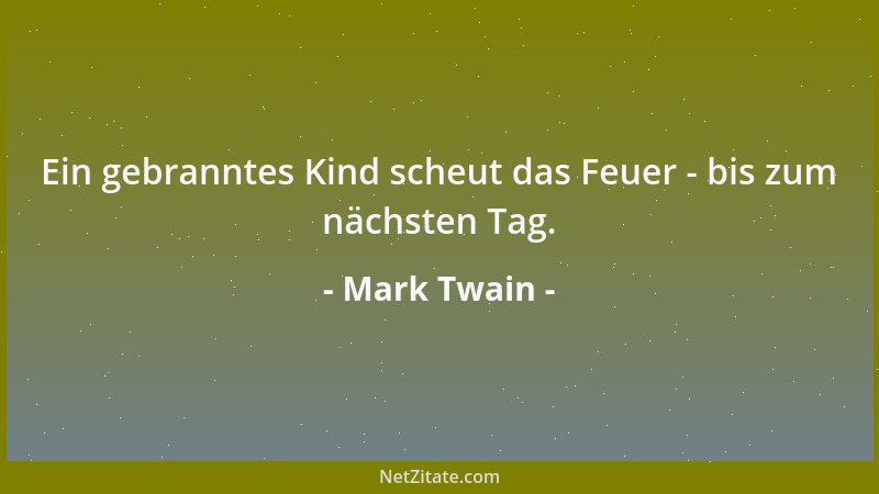 Mark Twain - Ein gebranntes Kind scheut das Feuer - bis zum nächsten Tag....
