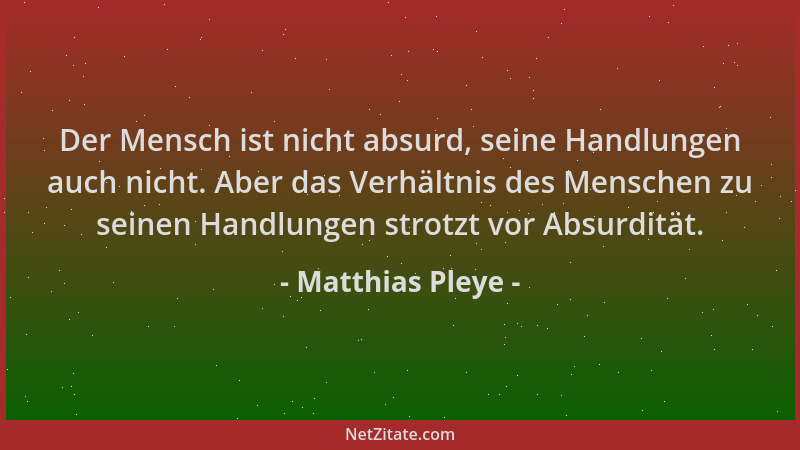 Matthias Pleye - Der Mensch ist nicht absurd, seine Handlungen auch nicht. Aber das Verhältnis des Menschen zu seinen Handl...