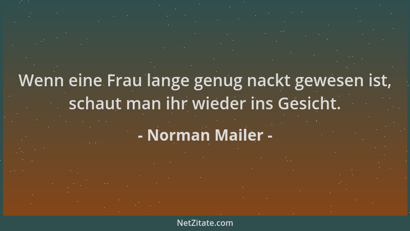 Norman Mailer - Wenn eine Frau lange genug nackt gewesen ist, schaut man ihr wieder ins Gesicht....