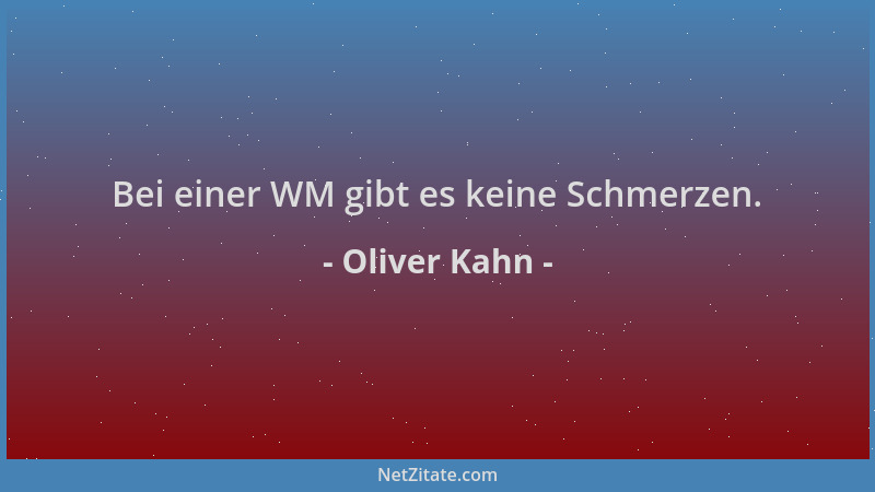 Oliver Kahn - Bei einer WM gibt es keine Schmerzen....