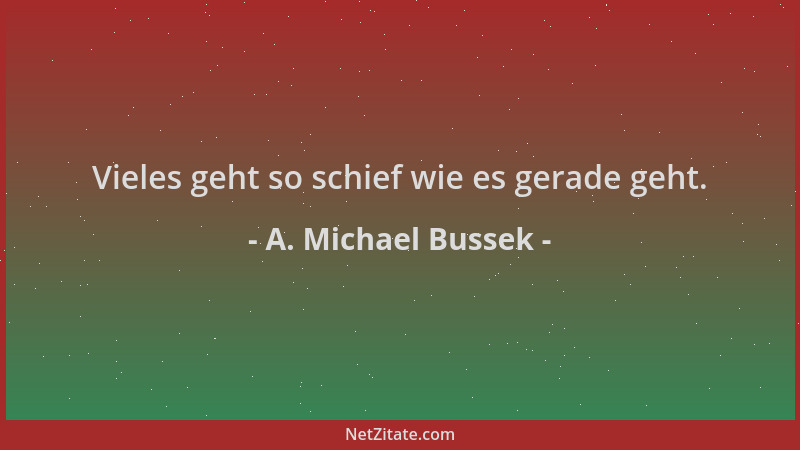 A. Michael Bussek - Vieles geht so schief wie es gerade geht....