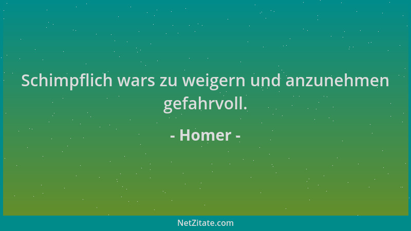 Homer - Schimpflich wars zu weigern und anzunehmen gefahrvoll....