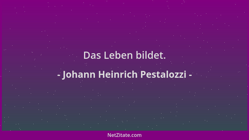 Johann Heinrich Pestalozzi - Das Leben bildet....