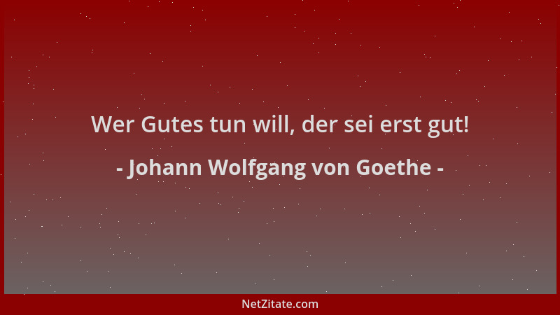 Johann Wolfgang von Goethe - Wer Gutes tun will, der sei erst gut!...