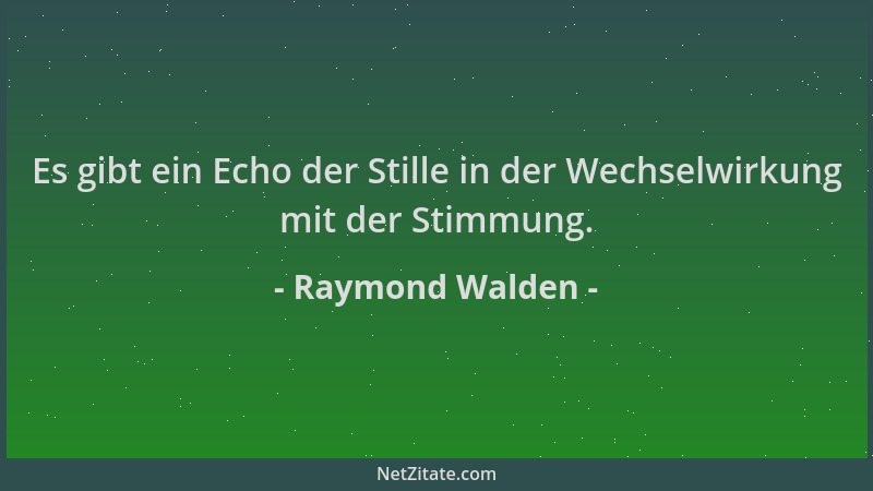 Raymond Walden - Es gibt ein Echo der Stille in der Wechselwirkung mit der Stimmung....