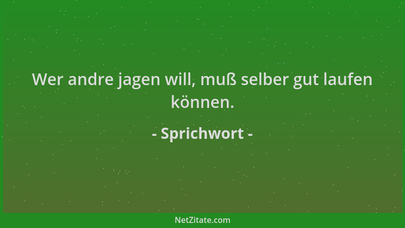 Sprichwort - Wer andre jagen will, muß selber gut laufen können....