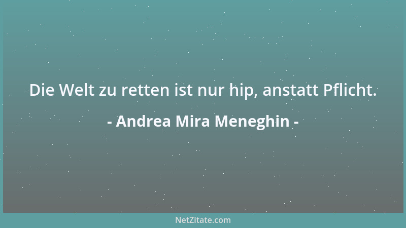 Andrea Mira Meneghin - Die Welt zu retten ist nur hip, anstatt Pflicht....