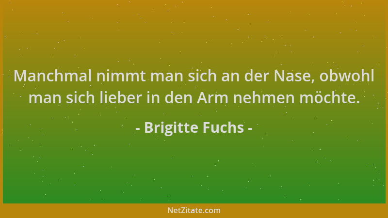 Brigitte Fuchs - Manchmal nimmt man sich an der Nase, obwohl man sich lieber in den Arm nehmen möchte....