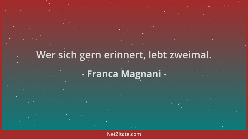 Franca Magnani - Wer sich gern erinnert, lebt zweimal....