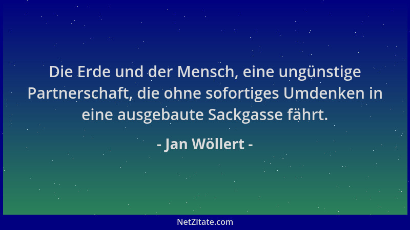 Jan Wöllert - Die Erde und der Mensch, eine ungünstige Partnerschaft, die ohne sofortiges Umdenken in eine ausgebaute Sackg...