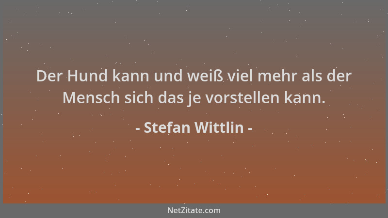 Stefan Wittlin - Der Hund kann und weiß viel mehr als der Mensch sich das je vorstellen kann....