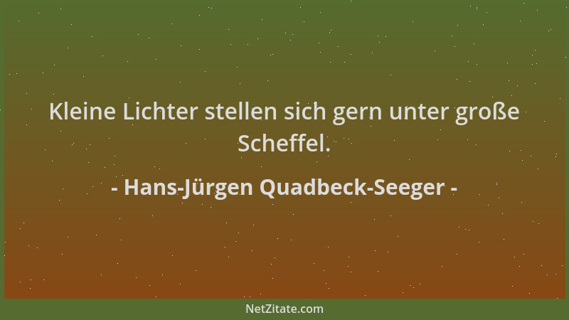 Hans-Jürgen Quadbeck-Seeger - Kleine Lichter stellen sich gern unter große Scheffel....