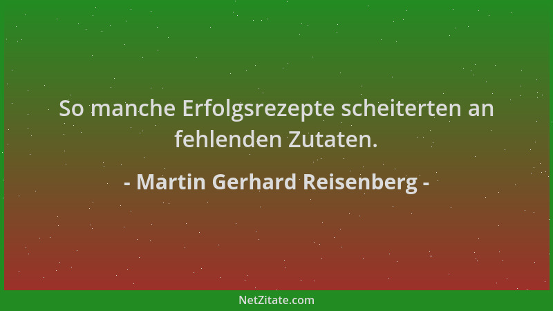 Martin Gerhard Reisenberg - So manche Erfolgsrezepte scheiterten an fehlenden Zutaten....