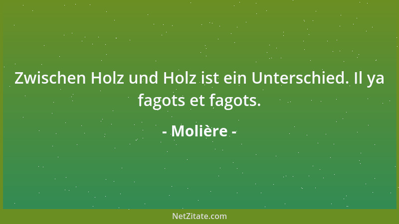 Molière - Zwischen Holz und Holz ist ein Unterschied. Il ya fagots et fagots....