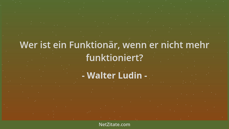 Walter Ludin - Wer ist ein Funktionär, wenn er nicht mehr funktioniert?...