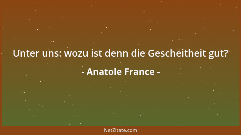 Anatole France - Unter uns: wozu ist denn die Gescheitheit gut?...