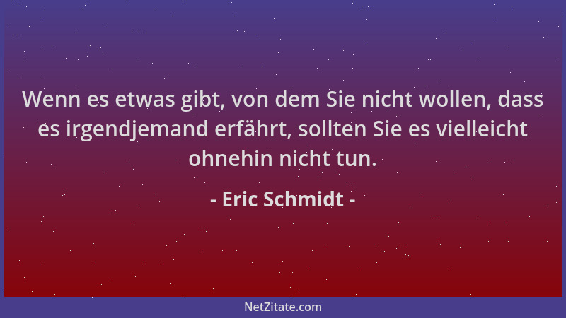 Eric Schmidt - Wenn es etwas gibt, von dem Sie nicht wollen, dass es irgendjemand erfährt, sollten Sie es vielleicht ohnehi...