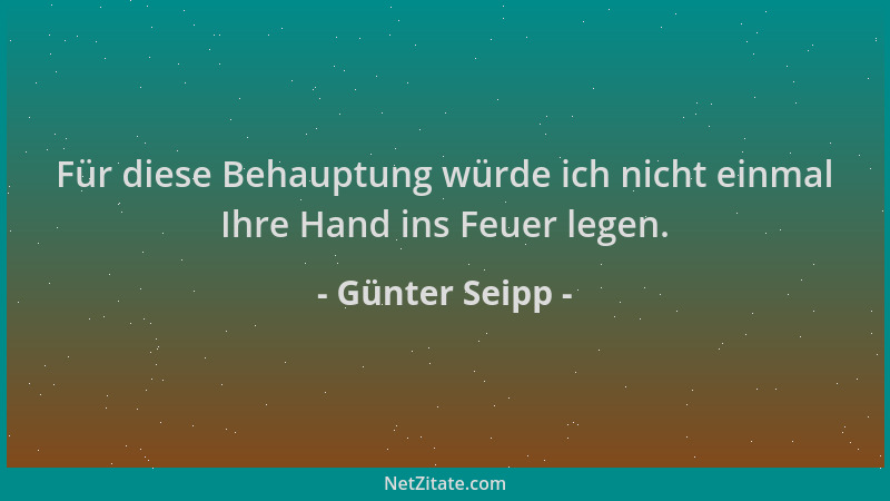 Günter Seipp - Für diese Behauptung würde ich nicht einmal Ihre Hand ins Feuer legen....