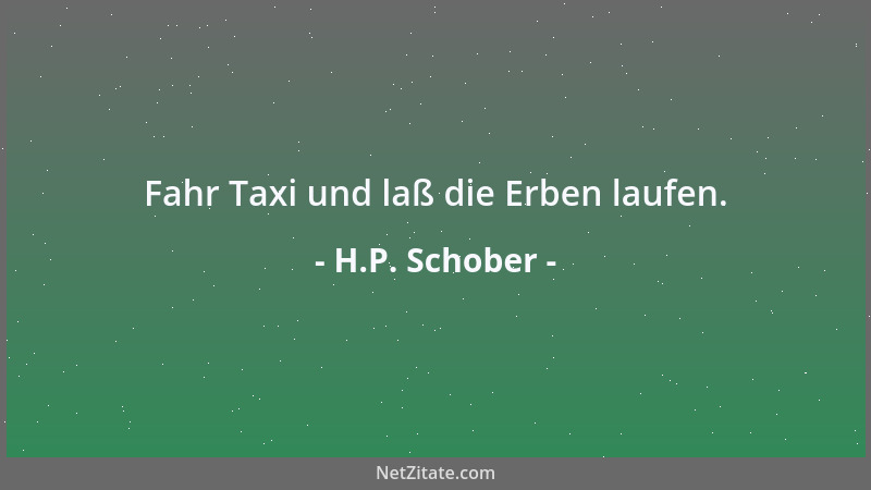 H.P. Schober - Fahr Taxi und laß die Erben laufen....