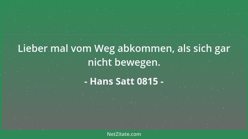Hans Satt 0815 - Lieber mal vom Weg abkommen, als sich gar nicht bewegen....