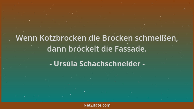 Ursula Schachschneider - Wenn Kotzbrocken die Brocken schmeißen, dann bröckelt die Fassade....