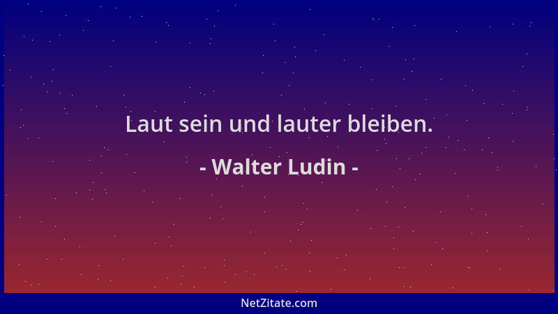 Walter Ludin - Laut sein und lauter bleiben....