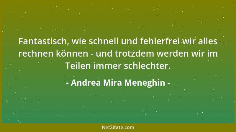 Andrea Mira Meneghin - Fantastisch, wie schnell und fehlerfrei wir alles rechnen können - und trotzdem werden wir im Teilen...