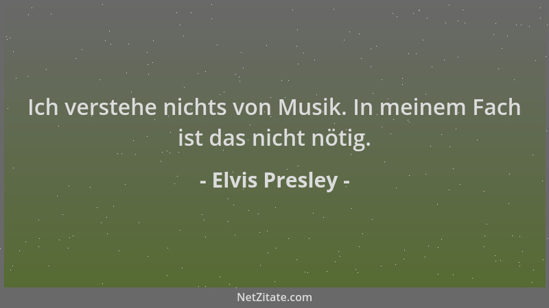 Elvis Presley - Ich verstehe nichts von Musik. In meinem Fach ist das nicht nötig....