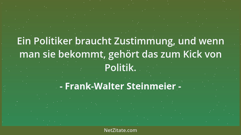 Frank-Walter Steinmeier - Ein Politiker braucht Zustimmung, und wenn man sie bekommt, gehört das zum Kick von Politik....