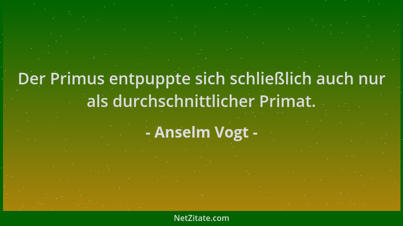 Anselm Vogt - Der Primus entpuppte sich schließlich auch nur als durchschnittlicher Primat....