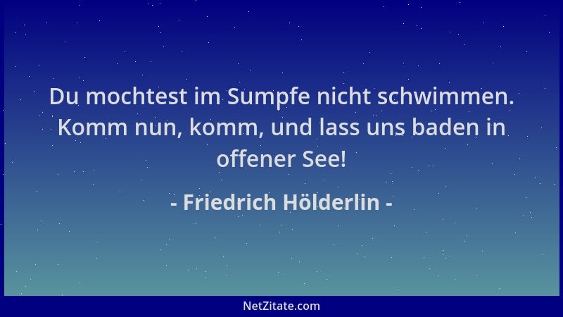 Friedrich Hölderlin - Du mochtest im Sumpfe nicht schwimmen. Komm nun, komm, und lass uns baden in offener See!...