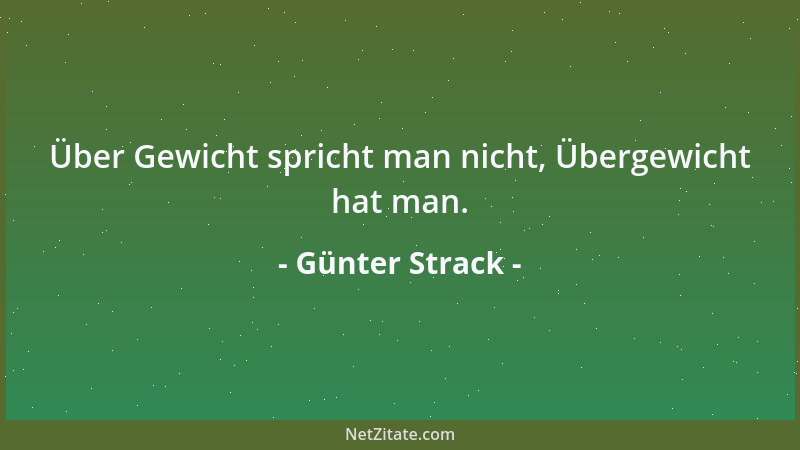 Günter Strack - Über Gewicht spricht man nicht, Übergewicht hat man....