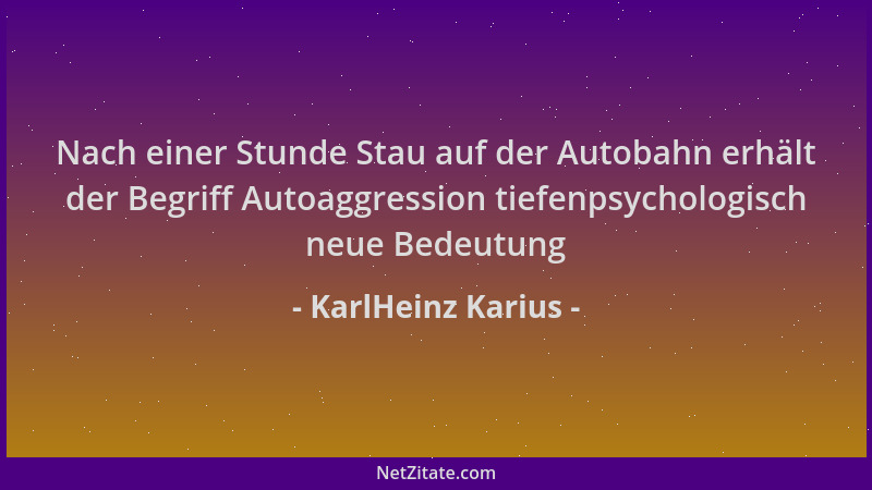 KarlHeinz Karius - Nach einer Stunde Stau auf der Autobahn erhält der Begriff Autoaggression tiefenpsychologisch neue Bedeu...
