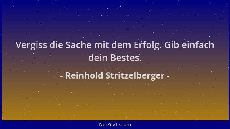 Reinhold Stritzelberger - Vergiss die Sache mit dem Erfolg. Gib einfach dein Bestes....
