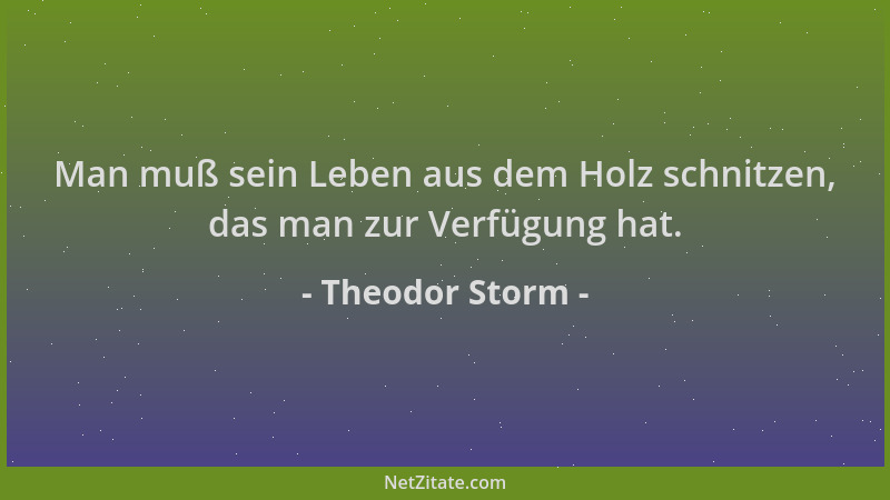Theodor Storm - Man muß sein Leben aus dem Holz schnitzen, das man zur Verfügung hat....