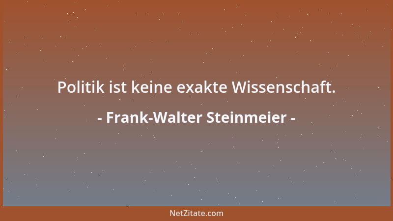 Frank-Walter Steinmeier - Politik ist keine exakte Wissenschaft....